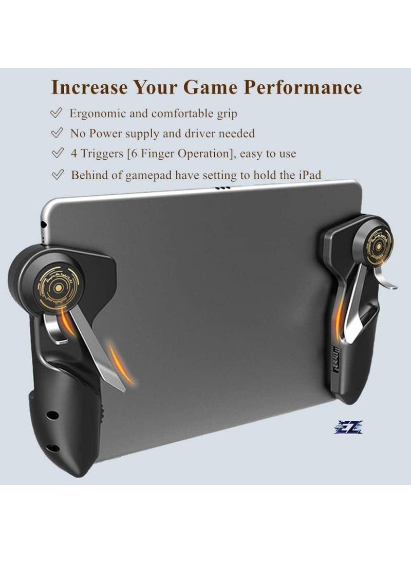 ELTRAZONE PUBG Controller for Tablet – 4 Trigger Buttons, 6-Finger Operation Gamepad Grip, Sensitive Shoot & Aim Triggers, Compatible with 10-12.9 Inch iPad & Tablets (Thickness < 10mm), Black – Enhance Mobile Gaming Experience  - Image 2