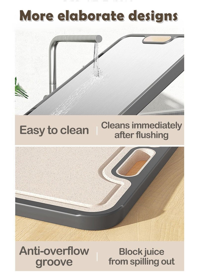 Cutting Board, Double Sided Chopping Board with Grinding Function, Stainless Steel  Cutting Block for Meat, Fruit, Vegetable