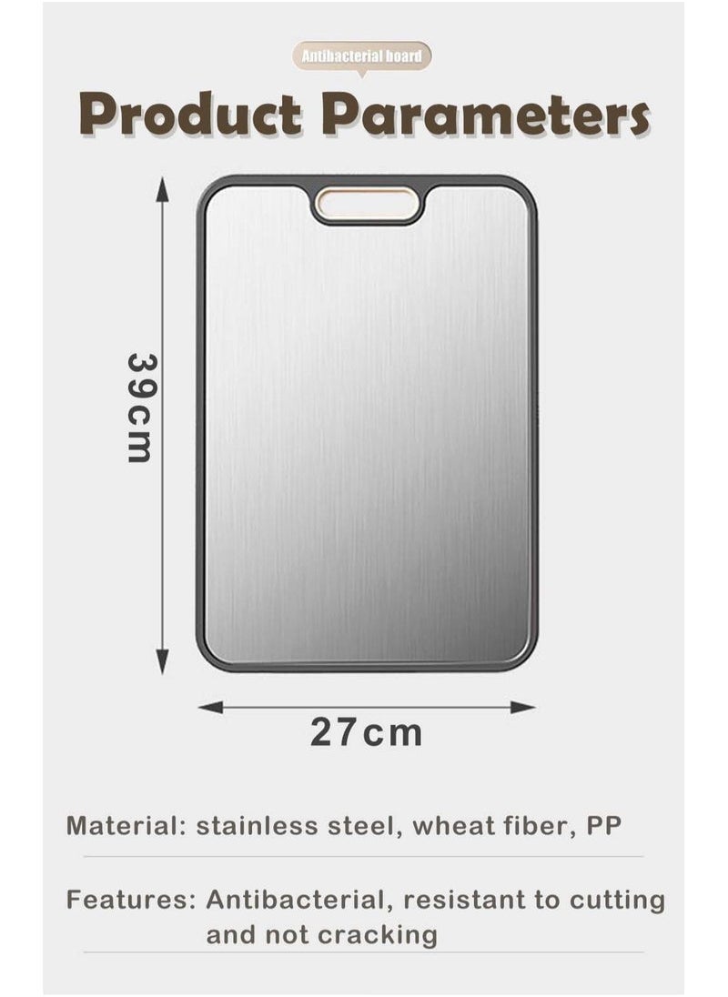 Cutting Board, Double Sided Chopping Board with Grinding Function, Stainless Steel  Cutting Block for Meat, Fruit, Vegetable