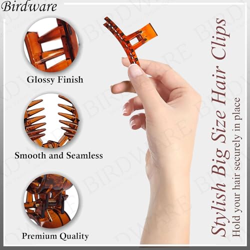 BIRDWARE Big Size Shell Orange Color Imported Acrylic Material Stone Butterfly hair Clips For Women (Pack of 1 Pc, Orange Colour) | hair clutchers | hair claws - Image 4