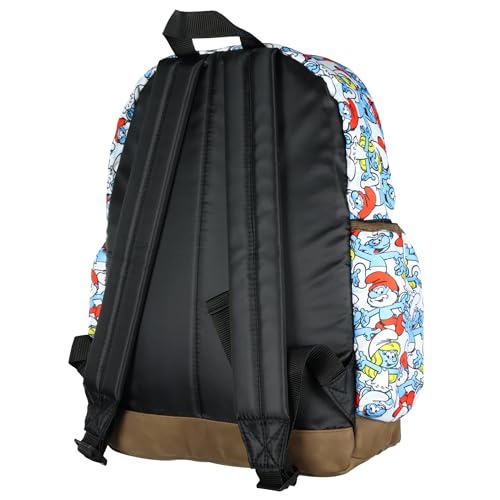 INTIMO The Smurfs Backpack Papa Smurf and Smurfette Allover Collage Design Laptop Tech Sleeve School Book Bag Daypack - Image 4
