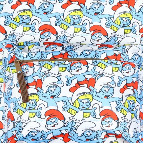 INTIMO The Smurfs Backpack Papa Smurf and Smurfette Allover Collage Design Laptop Tech Sleeve School Book Bag Daypack - Image 3