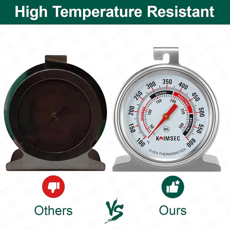 Koimsec Oven Thermometer for Temperature Gauge, Safe for Inside Gas/Electric/Grill Smoker, Analog Dial Stainless Steel Oven Thermometers with Large Hanger & Base for Instant Reading in Cooking Baking - Image 4