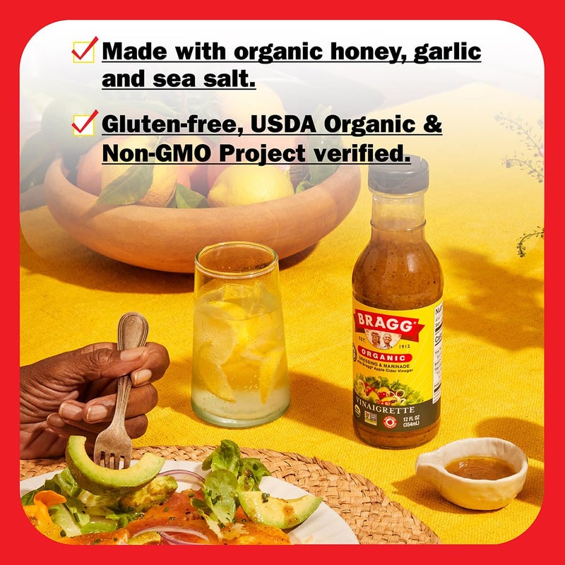 Bragg Organic Vinaigrette Salad Dressing and Marinade - 12 fl oz - Gluten-Free Dressing with Bragg Apple Cider Vinegar - Image 3