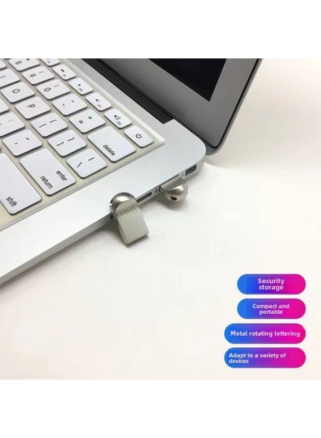 Mini Metal USB Flash Disk 32g Car High Sound Quality Student Teacher Office Bidding Wedding 64G Stainless-Color:Wooden Box + Chain Adapter-Capacity:64GB Pearl  - Image 3