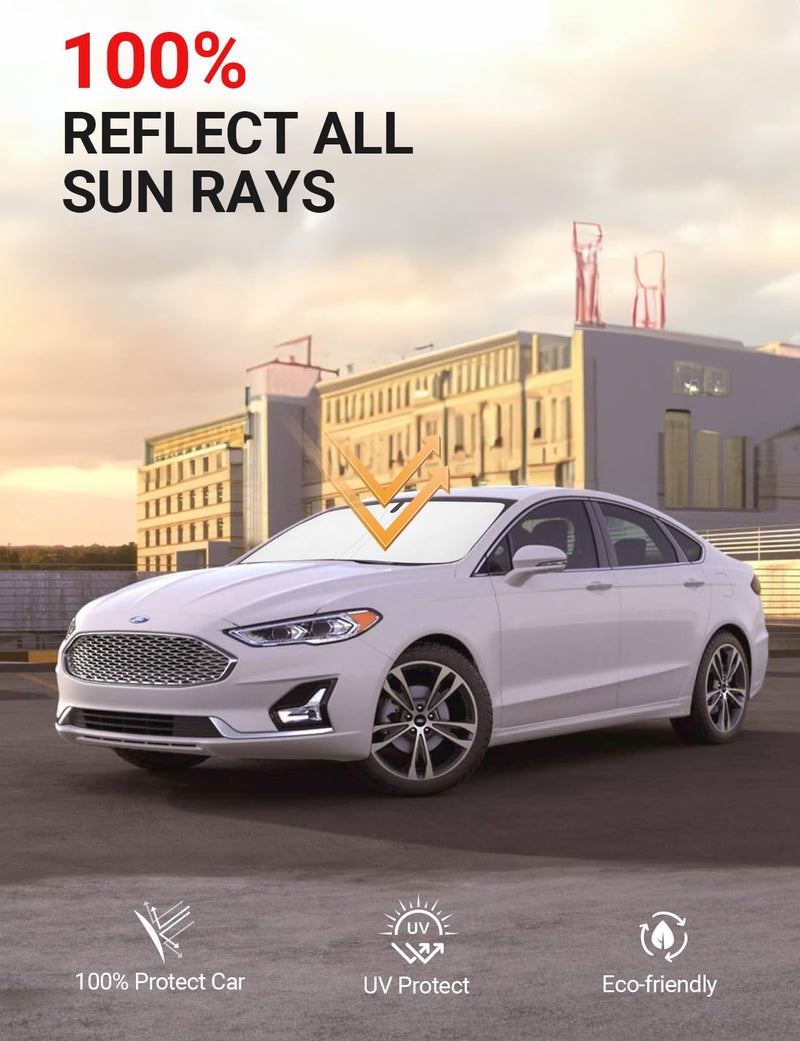 Proadsy Windshield Sun Shade for Ford Fusion Sedan 2013-2021, Foldable Heat Shield Sun Visor Protector, Precise Fit, Blocks UV Rays to Keep Car Cooler, Easy Install, Compact Storage - Image 5