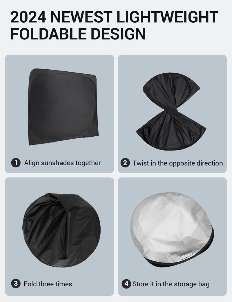 Proadsy Windshield Sun Shade for Ford Fusion Sedan 2013-2021, Foldable Heat Shield Sun Visor Protector, Precise Fit, Blocks UV Rays to Keep Car Cooler, Easy Install, Compact Storage - Image 4