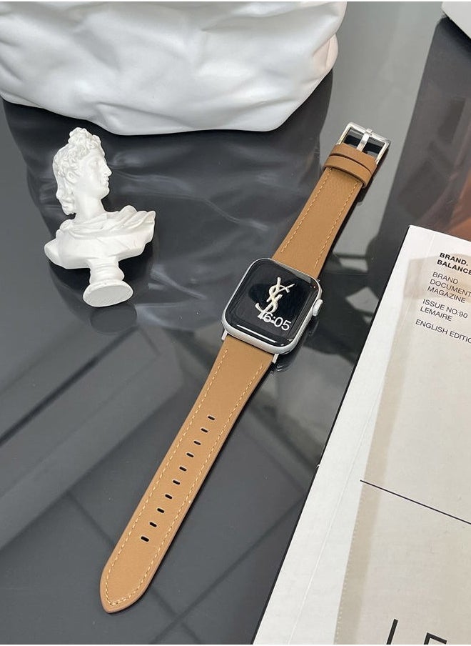 MoreanBelt - Moran Leather Bands Compatible with Apple Watch Band 49mm 45mm 44mm 42mm 41mm 40mm 38mm, Top Grain Leather Sheepskin Strap Thin Wristband for iWatch Ultra Series 8 7 6 5 4 3 2 1 SE/SE 2 - Image 1