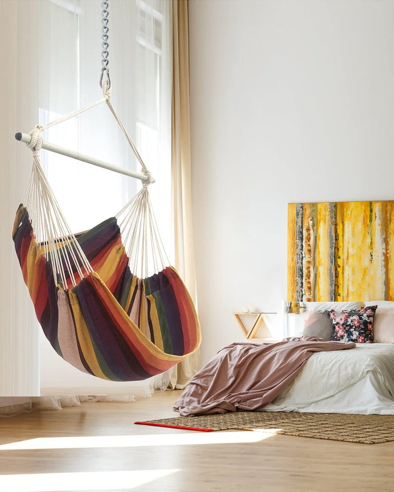 MIZTLI Hammock Chair Swing Indoor Hammock for Bedroom - Max 500 Lbsï¼Steel Spreader Bar with Anti-Slip Rings-Indoor & Outdoor - Image 3