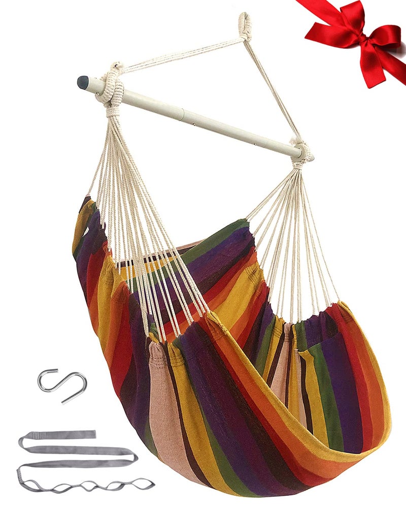 MIZTLI Hammock Chair Swing Indoor Hammock for Bedroom - Max 500 Lbsï¼Steel Spreader Bar with Anti-Slip Rings-Indoor & Outdoor - Image 1