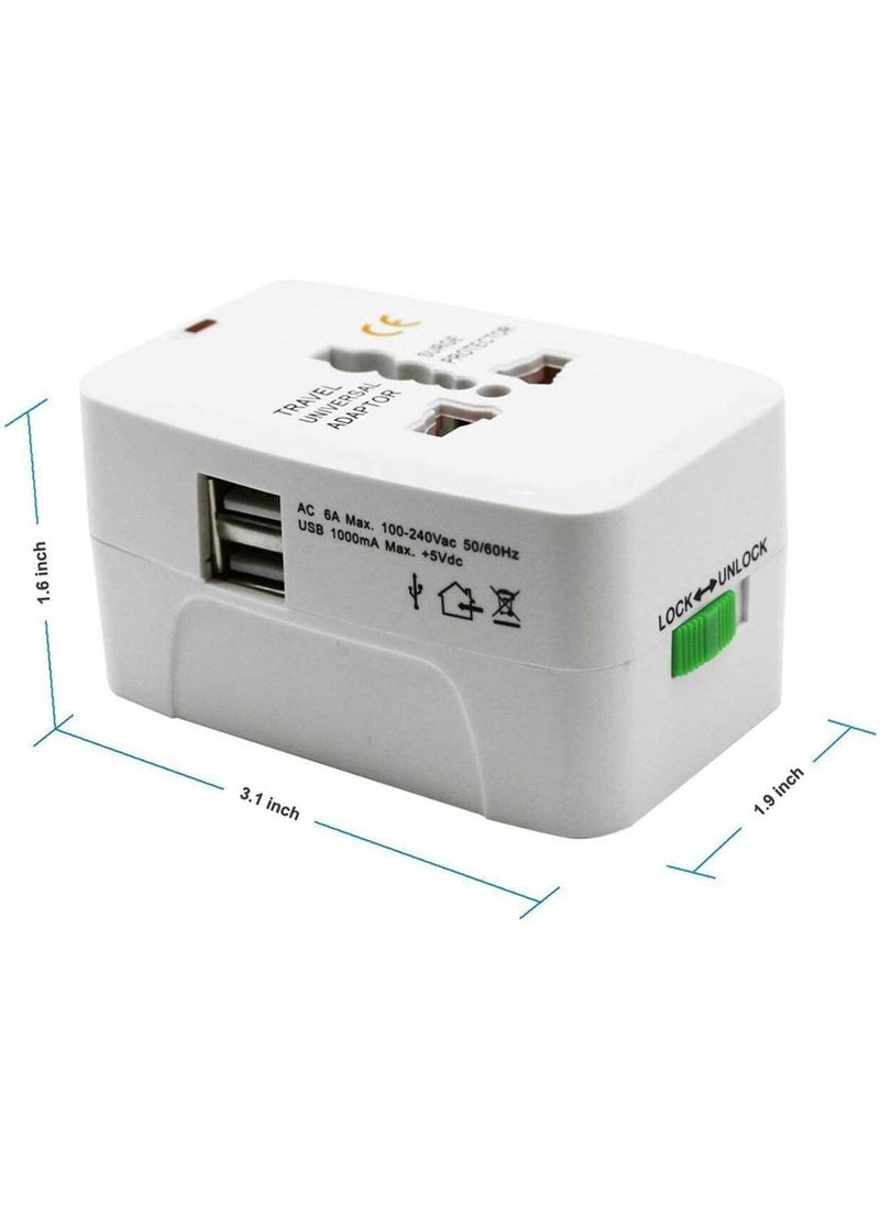 Bella Faccia Bella Faccia Universal Travel Adapter with Build in Charger Dual USB Ports with 125V 6A250V Power Converters Wall Charger AC Power Plug Adapter with Dual USB Charging Ports for USA EU UK AUS  - Image 4