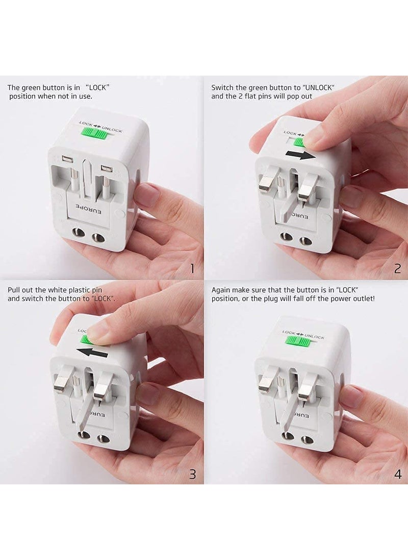 Bella Faccia Bella Faccia Universal Travel Adapter with Build in Charger Dual USB Ports with 125V 6A250V Power Converters Wall Charger AC Power Plug Adapter with Dual USB Charging Ports for USA EU UK AUS  - Image 2