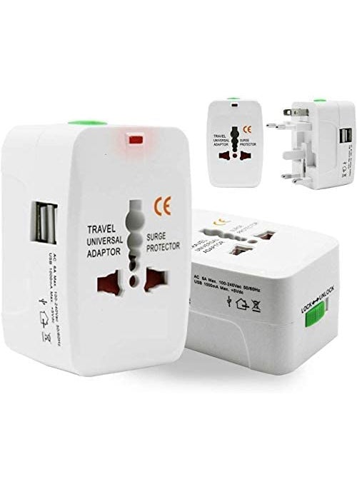 Bella Faccia Bella Faccia Universal Travel Adapter with Build in Charger Dual USB Ports with 125V 6A250V Power Converters Wall Charger AC Power Plug Adapter with Dual USB Charging Ports for USA EU UK AUS  - Image 3