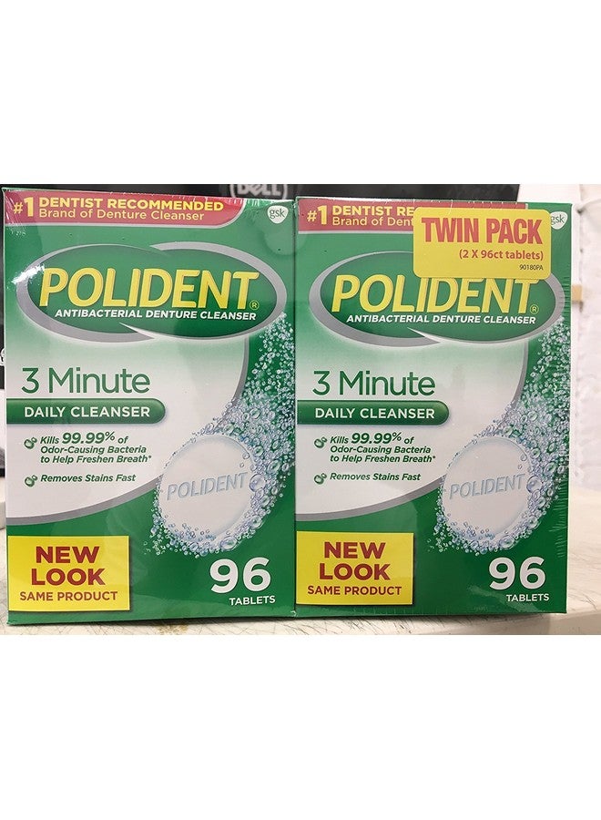 Polident Improved Triple Mint Freshness - Polident Antibacterial 3 Minute Denture Cleanser 96 Tablets per Box (Pack of 2) - Image 1