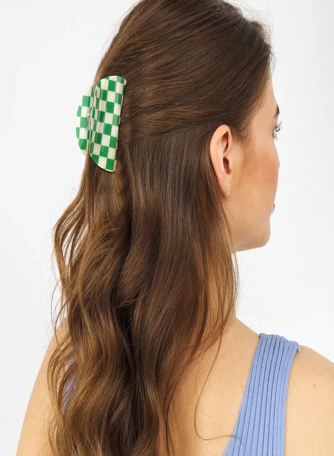 CHANACO Checkered Claw Clip Checkered Hair Clip Large Claw Clips for Thick Hair Green Tortoise Barrettes Hair Clips for Women Y2K Aesthetics Coquette Accessories Gifts Trendy Stuff - Image 4