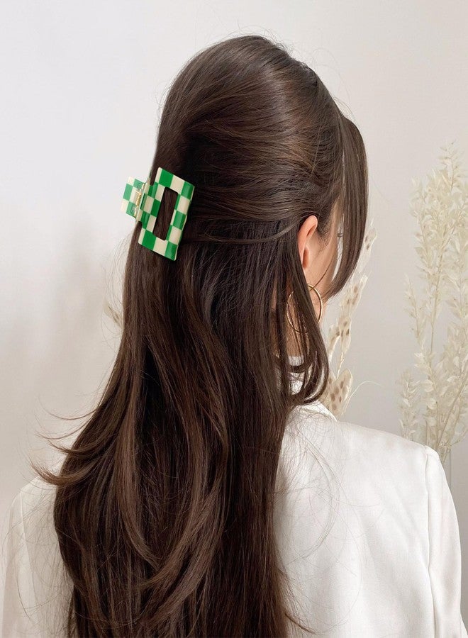 CHANACO Checkered Claw Clip Checkered Hair Clip Large Claw Clips for Thick Hair Green Tortoise Barrettes Hair Clips for Women Y2K Aesthetics Coquette Accessories Gifts Trendy Stuff - Image 5