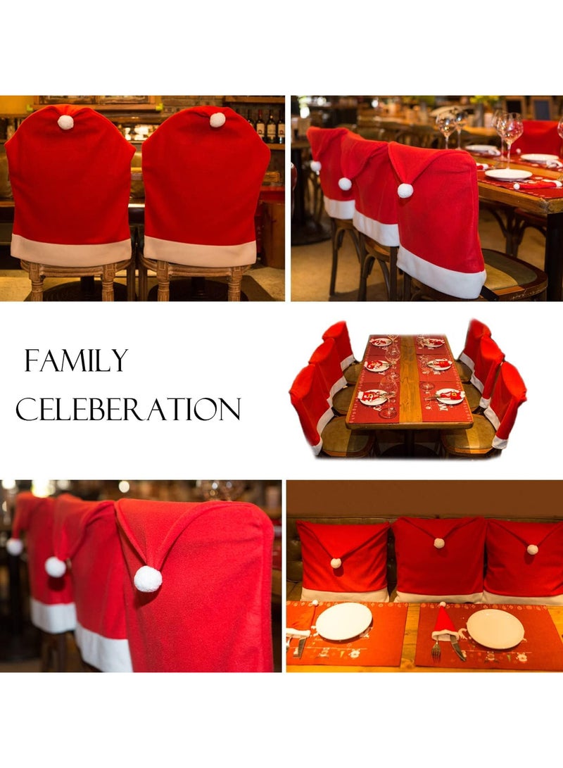 AUTOYSUR 6 Pcs Christmas Chair Covers, Non-Woven Santa Claus Hat Xmas Chair Back Covers,Chair Protector Slipcovers for Home, Kitchen, Dining Room Festival Decor,65 X 50cm (Red) - Image 4