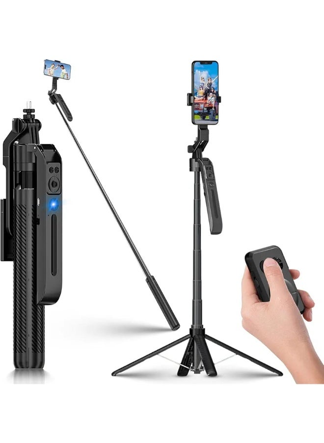 C12 Smart Selfie Stick with AI Tracking, 360° Rotation, Bluetooth Remote, and 1.8M Stable Tripod Stand - Image 1