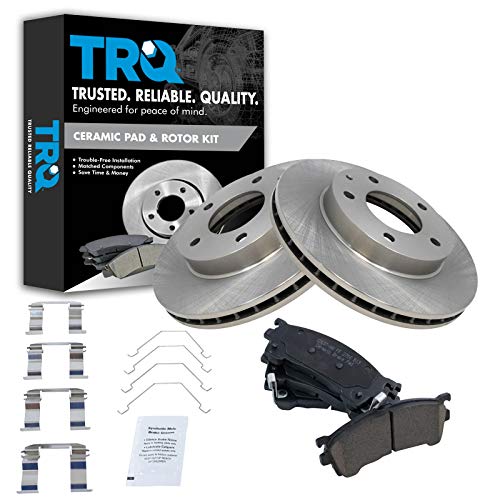 TRQ Front Brake Pad & Rotor Kit Brake Pads Brake Rotor Ceramic Compatible with 1993-1997 Ford Probe 1994-2002 Mazda 626 MX-6 - Image 1