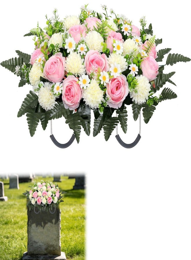 Wocst Cemetery Flowers for Graves Cemetery Saddles for headstones Silks Grave Roses for Outdoor Grave Decorations Weatherproof,NO-Fading - Image 1