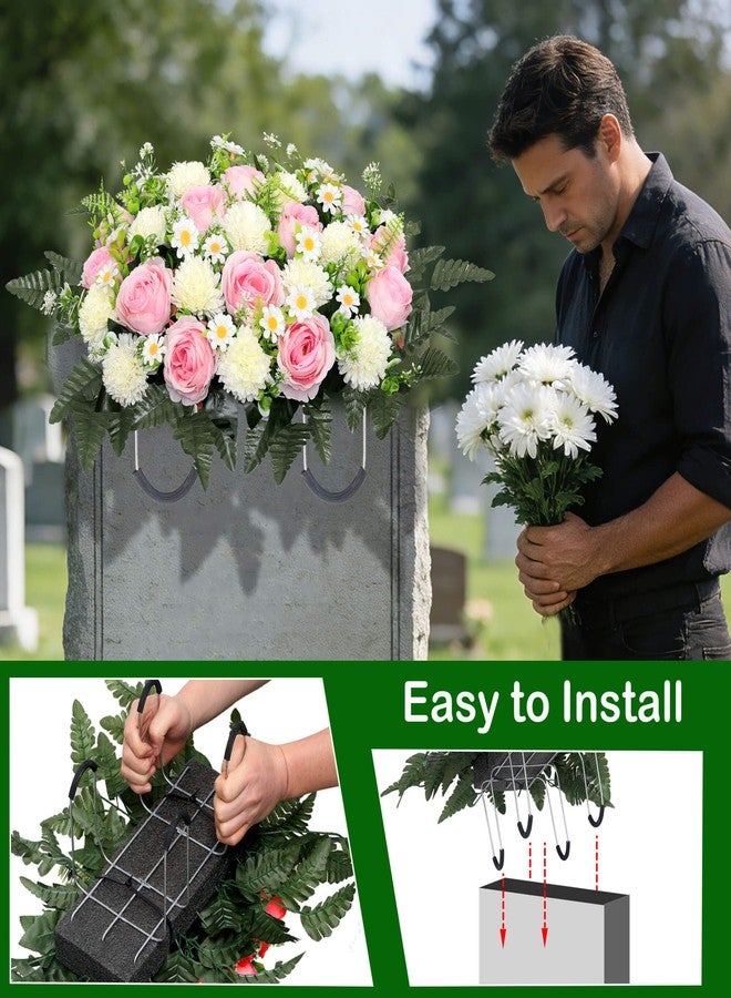Wocst Cemetery Flowers for Graves Cemetery Saddles for headstones Silks Grave Roses for Outdoor Grave Decorations Weatherproof,NO-Fading - Image 5