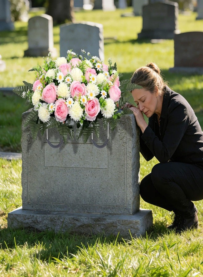 Wocst Cemetery Flowers for Graves Cemetery Saddles for headstones Silks Grave Roses for Outdoor Grave Decorations Weatherproof,NO-Fading - Image 2