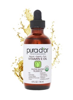 PURA D'OR 4 Oz ORGANIC Vitamin E Oil Blend 70,000 IU - 100% Natural Hexane Free, Sweet Almond, Apricot, Jojoba, Argan, Rosehip, Sunflower & Avocado Bath Oil For Scars, Skin, Face & Full Body - pzsku/ZAA4C0BC37ABC013907FEZ/45/_/1724642500/37173932-820f-43d6-b147-8a1b81c7f09c