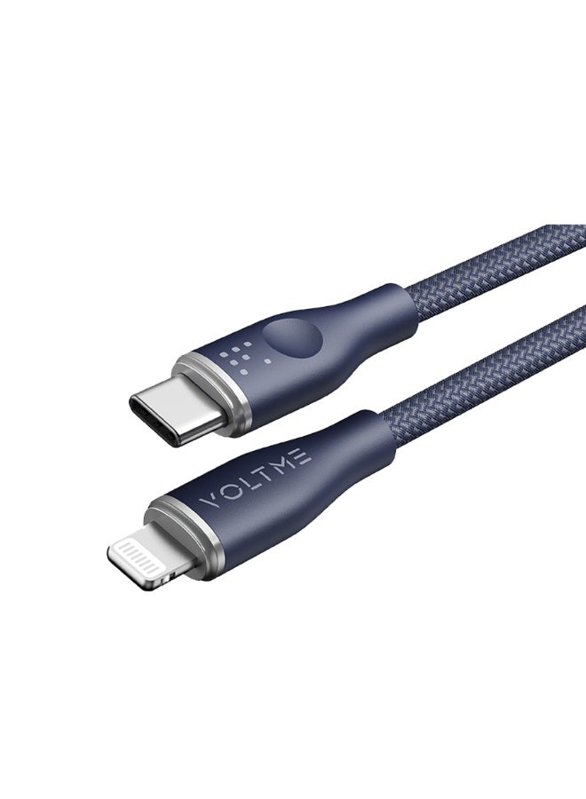 فولتمي سلك شاحن فولتمي سلسلة روج مظفر من USB-C إلى آيفون بطول 1.2 م وبقوة 30 واط - أزرق - Image 1