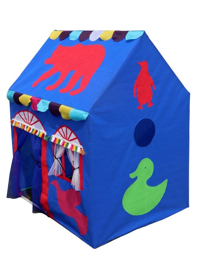 HomeCute Homecute Hut Type Play Tent House for Kids Toys for 2-12 Years Old Boys & Girls, Jumbo Size Play Tent House for Boys and Girls (Blue with Animal)  - Image 1