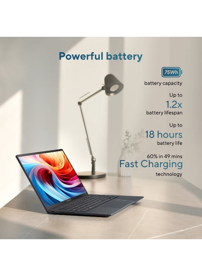 أسوس ZenBook 14 OLED Laptop With 14-Inch WUXGA Touchscreen Display, Core Ultra 7 255H Series 2 Processor/16GB RAM/1TB SSD/Intel Arc Graphics/Windows 11 Home (Upgraded) English Jasper Gray - Image 2