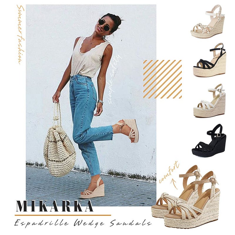 mikarka Sandals for Women 2026: Comfortable Wedge Platform Sandals Women - Braided Espadrilles for Women Ankle Strap Open Toe Wedges Heels Beach Sandals Summer Shoes - Image 2
