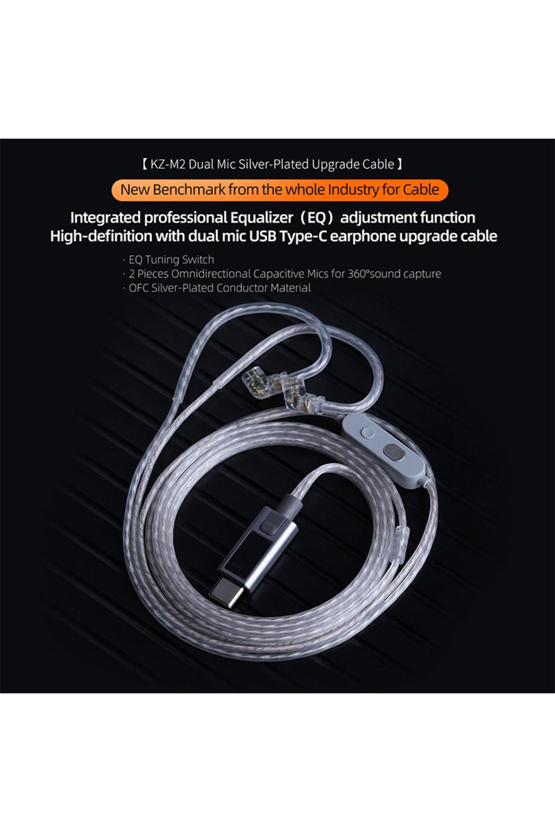 erorex 3.5MM With MIC KZ M2 Headphone Cord Dual Mic Silver Plated Cable TypeC/3.5MM Upgrade Cable Earphone - Image 2