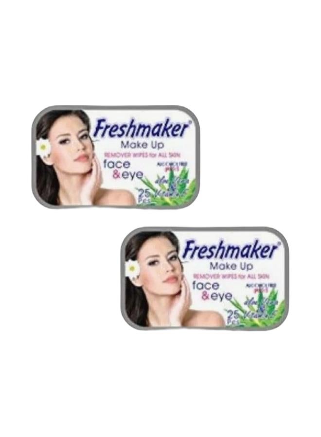 Freshmaker مناديل مزيلة للمكياج بفيتامين هـ والصبار، عبوة من 25 منديل (قطعتان) - Image 1