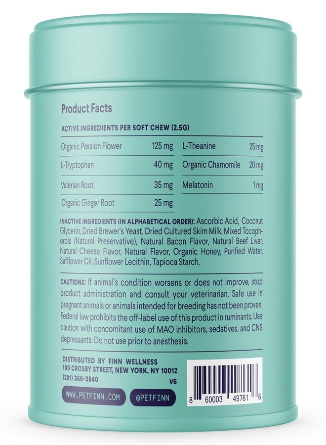 فين مهدئ للكلاب - قطع مضغ طبيعية مهدئة مع الميلاتونين لدعم التوتر والانفصال والنوم - 90 قطعة مضغ طرية - Image 4