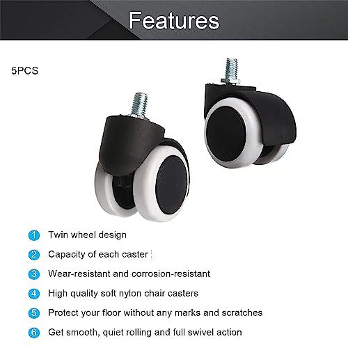 KARP Office Chair Caster Wheels - 2 Inch Office Chair Wheels Replacement, Desk Chair Wheels for Computer and Gaming Chair, Safe for All Floors and Carpets (Thread Type White) - Image 4