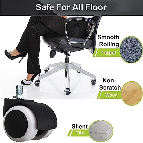 KARP Office Chair Caster Wheels - 2 Inch Office Chair Wheels Replacement, Desk Chair Wheels for Computer and Gaming Chair, Safe for All Floors and Carpets (Thread Type White) - Image 5
