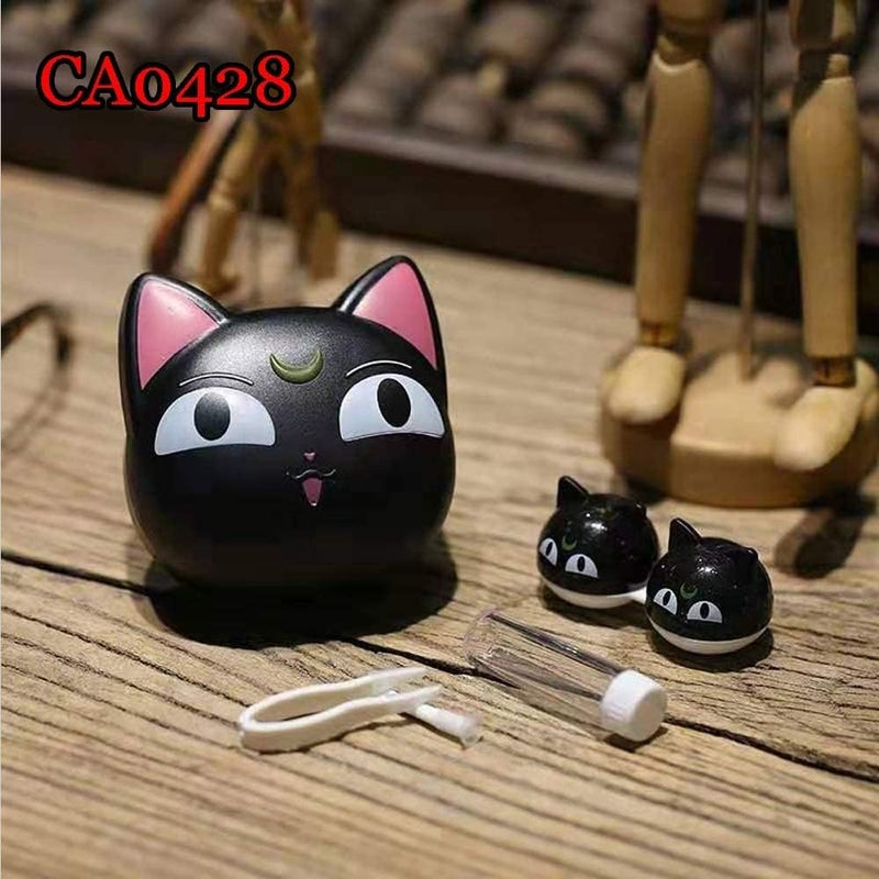 VIUJUH VIUJUH Anime Cute Cat Contact Lens Case Travel Box Container Care Kit Mirror Bottle  Tweezers Container Holder  - Image 4