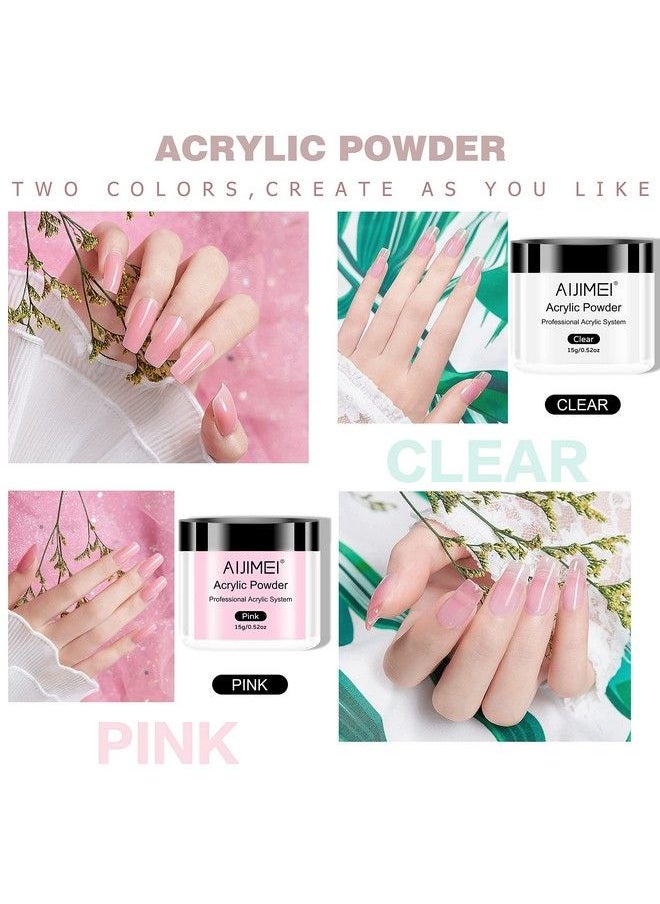 AIJIMEI - Acrylic Powder Acrylic Nail Kit With Professional Liquid Monomer And Acrylic Nail Brush Cleaneracrylic Nail Tools Set Nail Extension Acrylic Nail System - Image 1