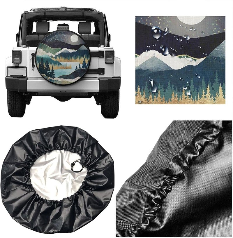 Siski Mountains Nature Scenery Spare Tire Cover Star Lake Landscape Wheel Protectors Weatherproof Wheel Covers Universal Fit for Trailer Rv SUV Truck Camper Travel Trailers 17" - Image 5