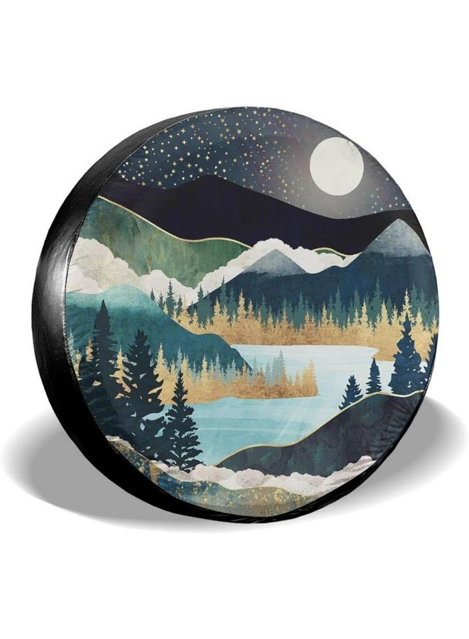 Siski Mountains Nature Scenery Spare Tire Cover Star Lake Landscape Wheel Protectors Weatherproof Wheel Covers Universal Fit for Trailer Rv SUV Truck Camper Travel Trailers 17" - Image 1