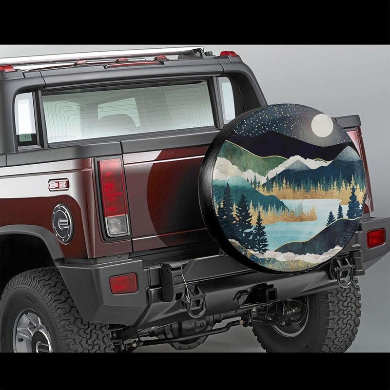 Siski Mountains Nature Scenery Spare Tire Cover Star Lake Landscape Wheel Protectors Weatherproof Wheel Covers Universal Fit for Trailer Rv SUV Truck Camper Travel Trailers 17" - Image 2