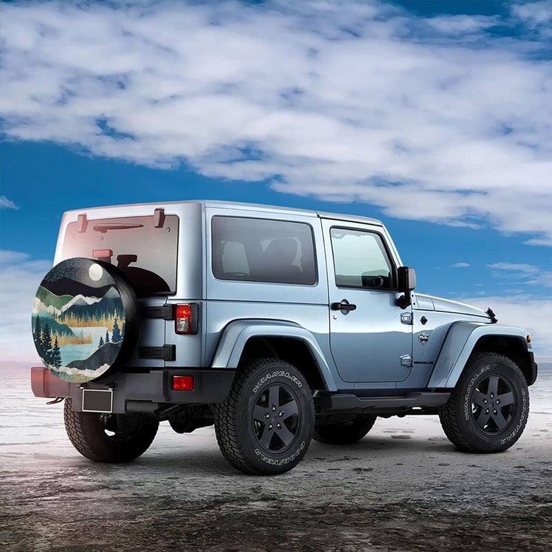 Siski Mountains Nature Scenery Spare Tire Cover Star Lake Landscape Wheel Protectors Weatherproof Wheel Covers Universal Fit for Trailer Rv SUV Truck Camper Travel Trailers 17" - Image 3
