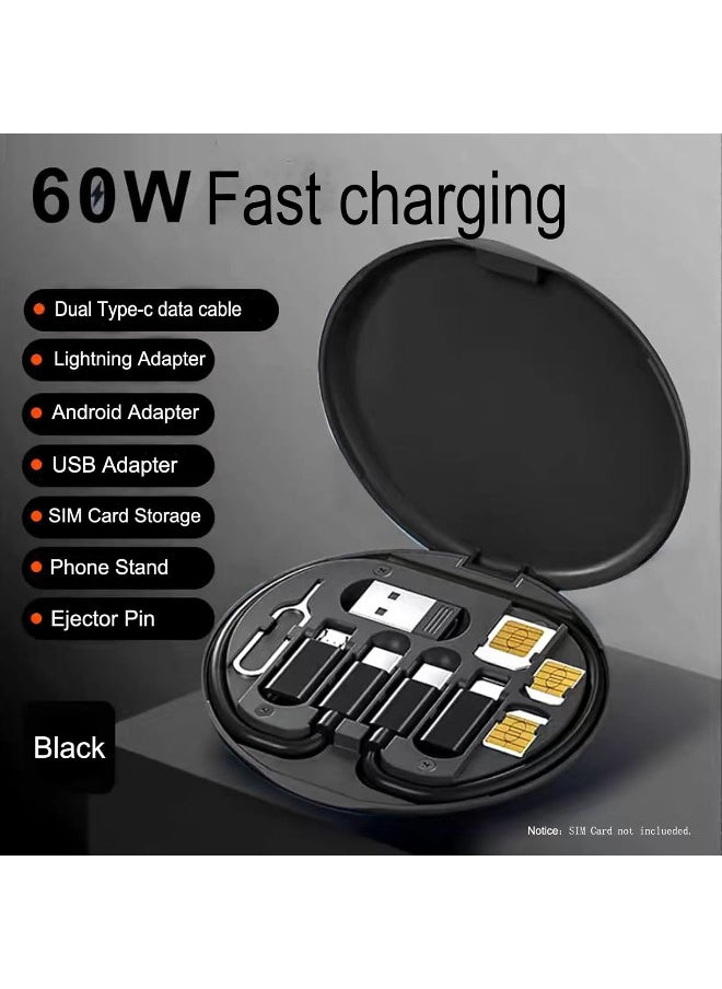 Generic - Multifunctional Data Cable Universal Data Transfer Cable for Lightning USB - C and Micro - USB Devices (Black) - Image 1