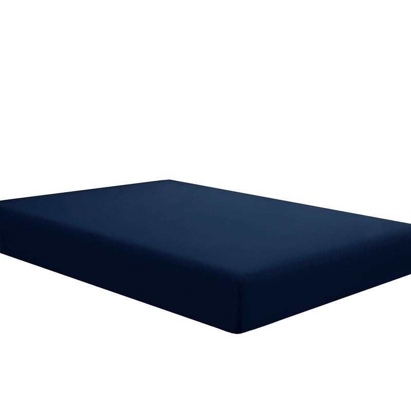 Sfoothome Fitted Sheet Twin Size Brushed Microfiber Extra Soft and Comfortable  Wrinkle Fade ResistantNavy Sheet with Deep Pocket