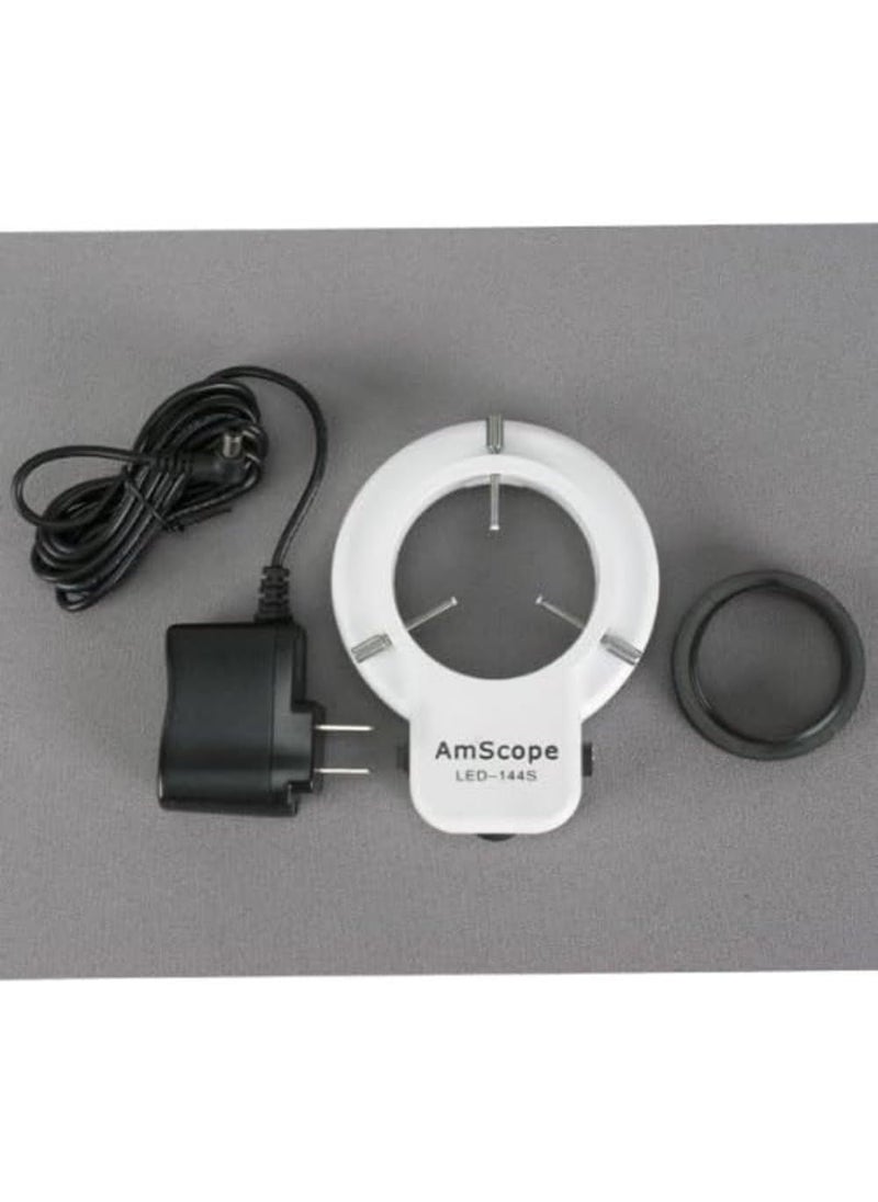 AmScope AmScope SM1TSZZ144S10M Digital Professional Trinocular Stereo Zoom Microscope WH10x and WH20x Eyepieces 35X180X Magnification 07X45X Zoom Objective 144Bulb LED Ring Light Pillar Stand 110V240V Includes 05X and 20X Barlow Lenses and 10MP Camera with Reduction Lens and Software  - Image 5