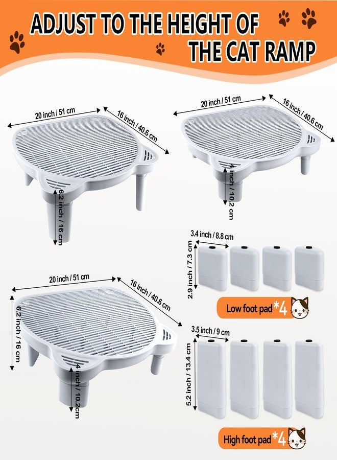Bartuke Adjustable Cat Ramp for Litter Box Elevated Cat Litter Ramp for Cat Litter Boxes Double Layered Litter Trapper with Filter Function Cat Steps Suitable for Cats (Grey) - Image 3