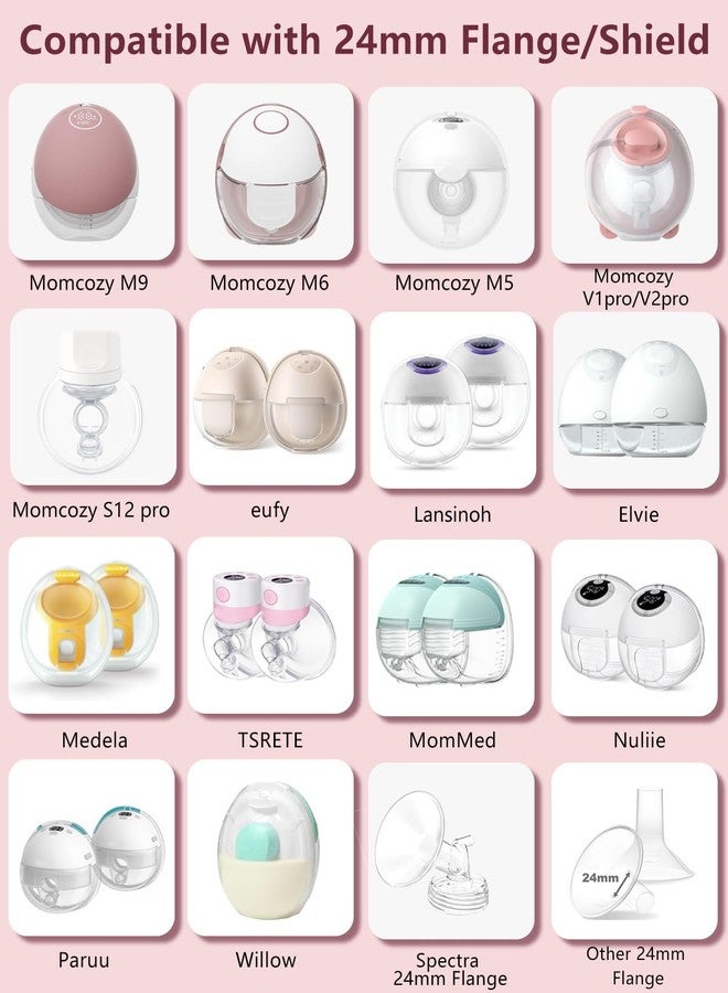 قطع من حواف مضخة الثدي مقاس 16 مم، متوافقة مع مضخات الثدي Momcozy/Spectra/Medela/eufy/Elvie/Lansinoh/Paruu P10، ومناسبة لمضخات Momcozy M5/M9/M6/V2 Pro/V2 pro/S12 Pro/eufy E10 S1 S1 Pro، حافة مقاس 24 مم - Image 2