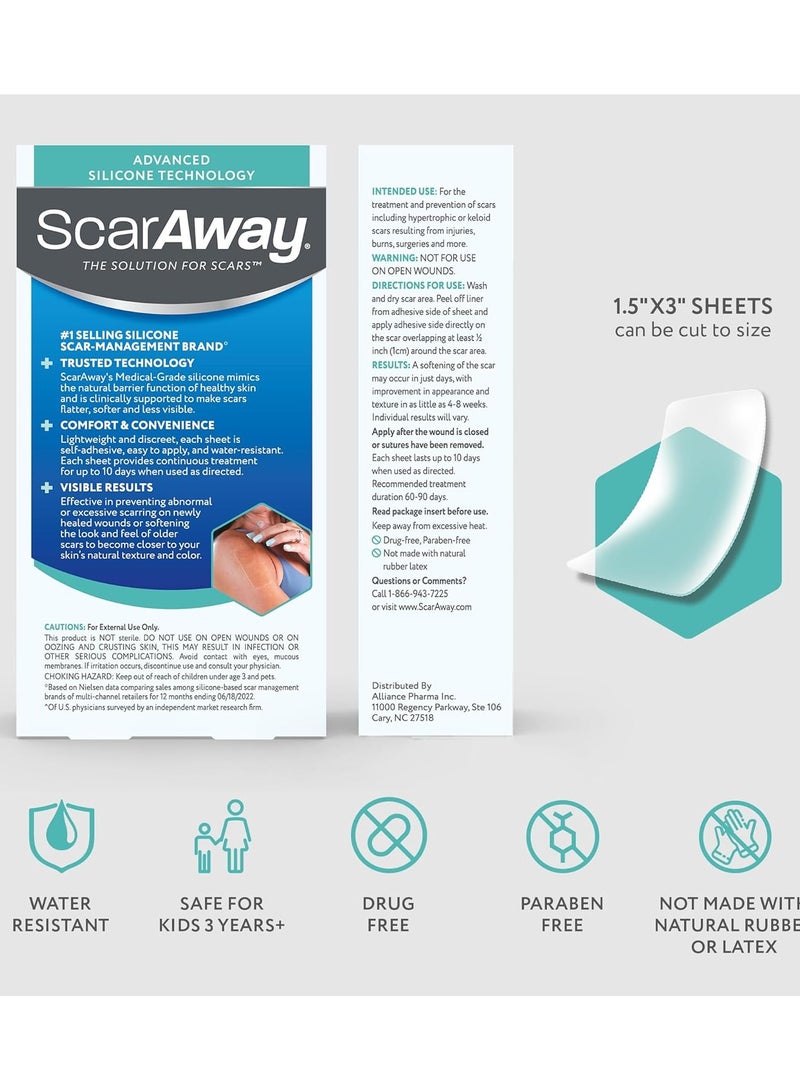 ScarAway Clear Silicone Scar Sheets, White, 6 Count - Image 4