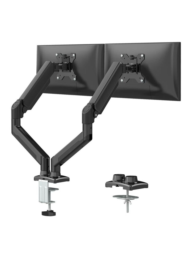 Bukela Dual Monitor Mount Stand Fits 13 to 32 Inch LCD Computer Monitors, Articulating Gas Spring Monitor Arm, Adjustable Monitor Stand, Monitor Desk Mount with Clamp and Grommet Base  - Image 1