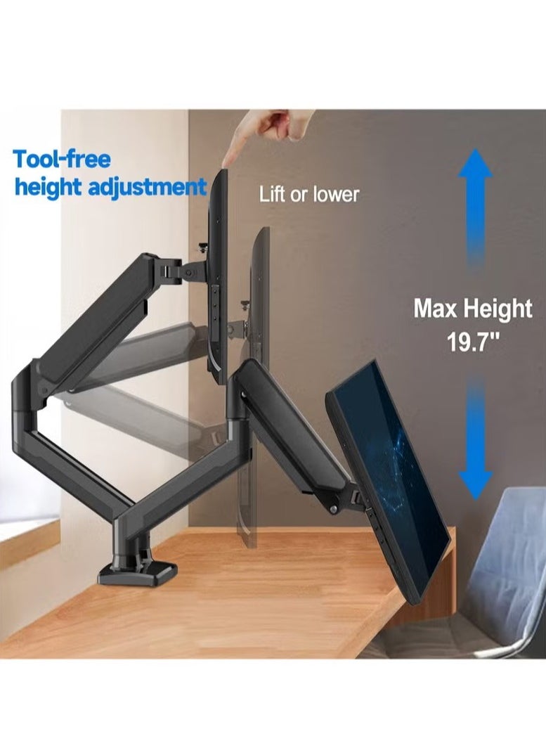 Bukela Dual Monitor Mount Stand Fits 13 to 32 Inch LCD Computer Monitors, Articulating Gas Spring Monitor Arm, Adjustable Monitor Stand, Monitor Desk Mount with Clamp and Grommet Base  - Image 5